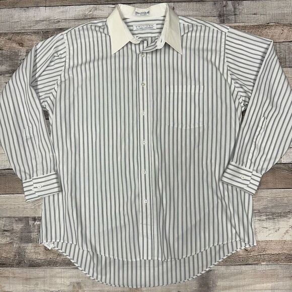 Vintage Van Heusen Men’s Striped Button Up Collared Long Sleeve Shirt Neck 17 XL - Picture 1 of 6